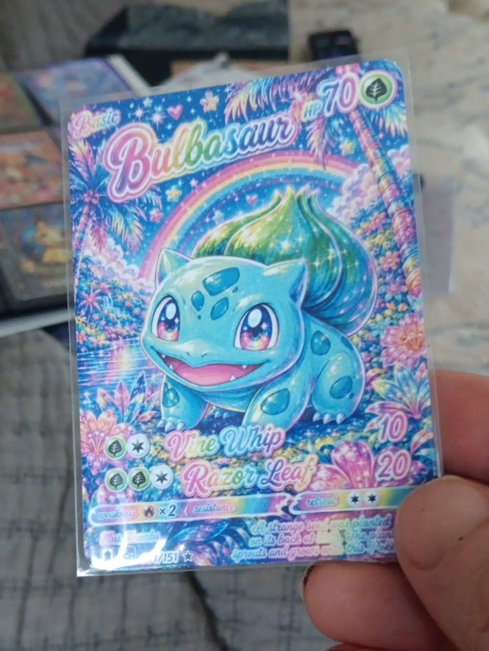 Bulbasaur Holographic Party Card - Blue/Green